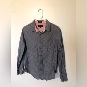 Eighty Eight Platinum Gray Casual Button Down Shirt Long Sleeves PolkaDot